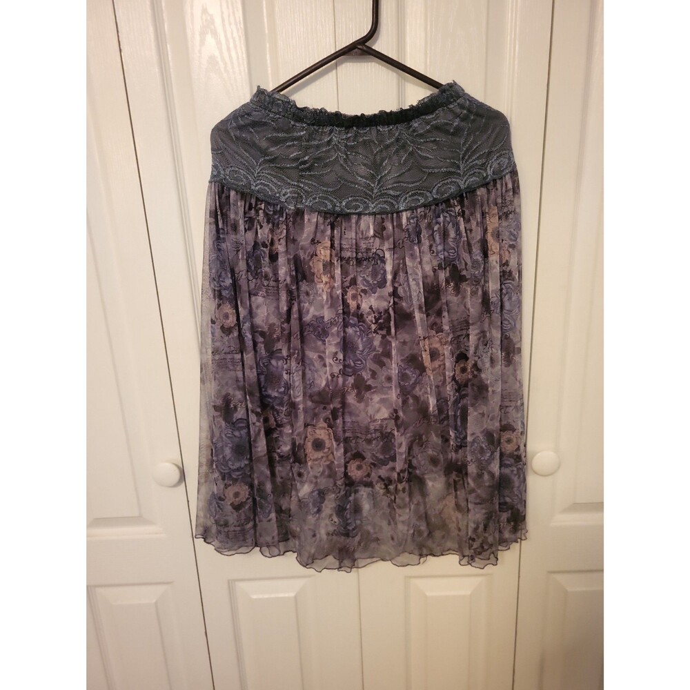 Floral Print Chiffon Mini Skirt with Lace Waistband
